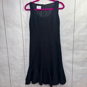 Akris Punto Black Sleeveless Knit Dress Flounce Hem Quiet Luxury Minimalist